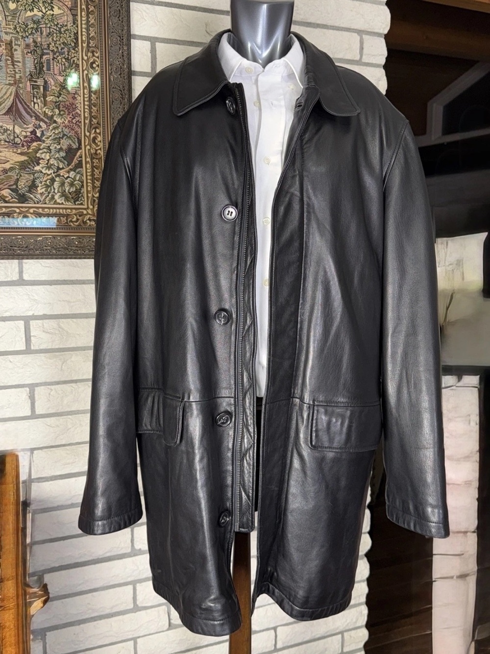 1990 Hugo Boss 44R Men’s Premium Double Face Lamb Skin Car Coat Beau Brummel EUC